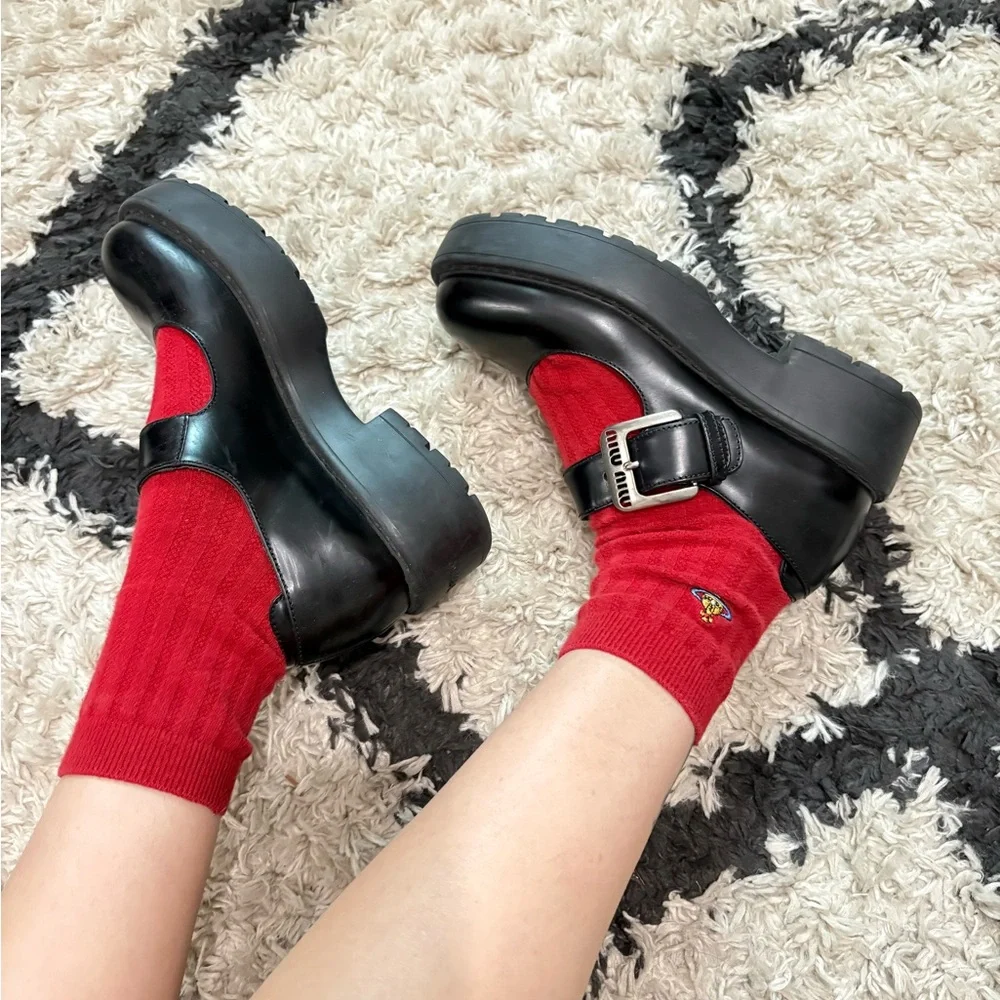 Miu Miu Black Platform Mary Jane Shoes with Buckle - Women's - Picture 2 of 6